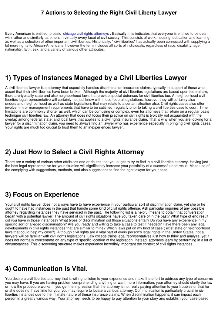7 actions to selecting the right civil liberty