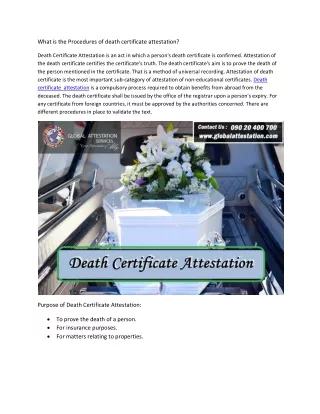 What is the Procedures of death certificate attestation?