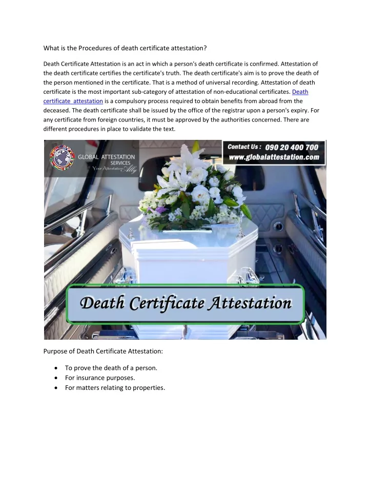 what is the procedures of death certificate