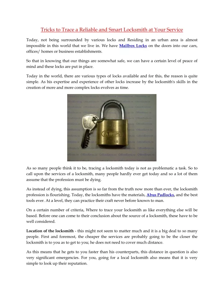 tricks to trace a reliable and smart locksmith