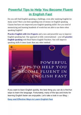 Powerful Tips to Help You Become Fluent in English Fast