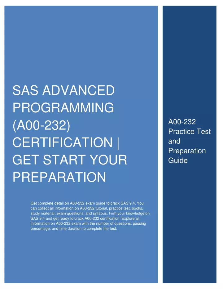 sas advanced programming a00 232 certification