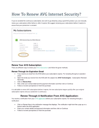 How To Renew AVG Internet Security?