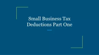 small business tax deductions part one