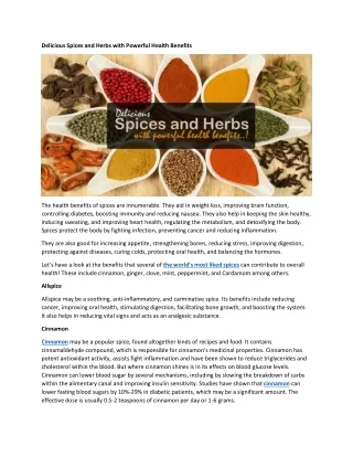 Delicious Spices and Herbs with Powerful Health Benefits