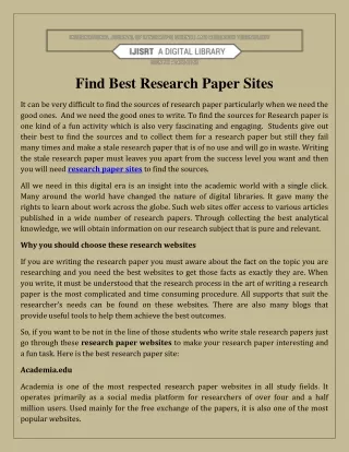 Find Best Research Paper Sites