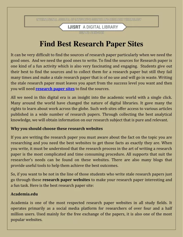 find best research paper sites