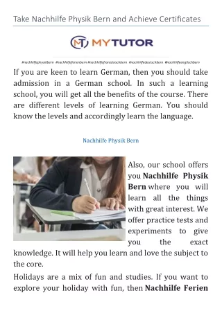 We Offer Perfect Private Tutoring In the Solothurn Market