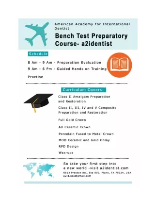 Top Bench Test Preparatory Course for International Dentist Texas | a2identist