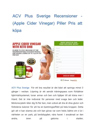 ACV Plus Sverige Recensioner - (Apple Cider Vinegar) Piller Pris att köpa