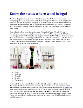 Know the states where weed is legal