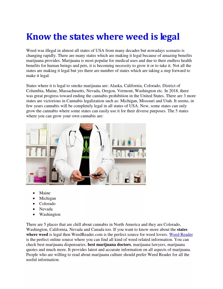know the states where weed is legal weed