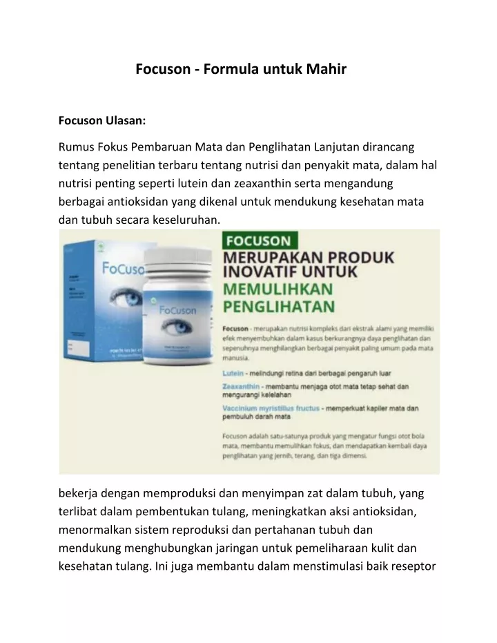 focuson formula untuk mahir