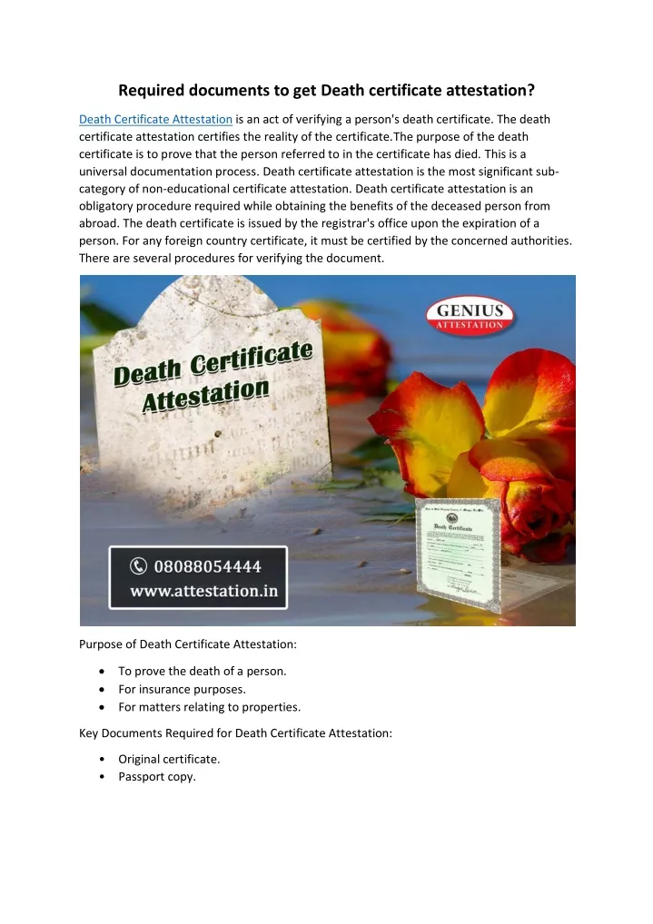 required documents to get death certificate