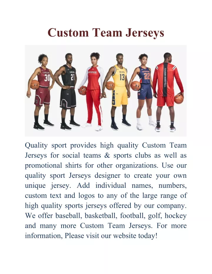 custom team jerseys