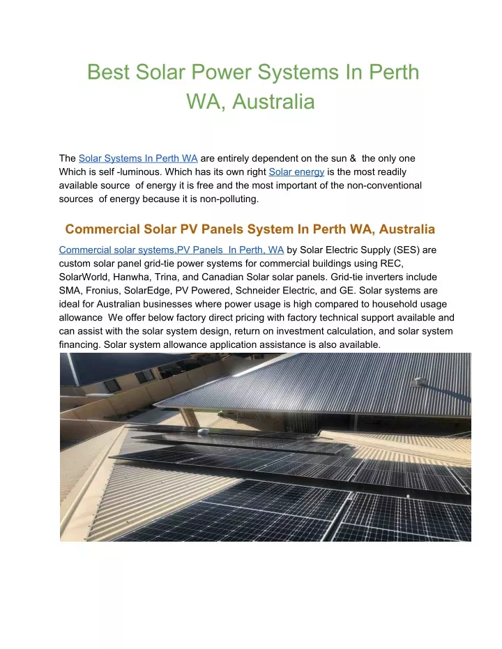 best solar power systems in perth wa australia