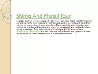 Manali Tour From Delhi | Shimla Kullu Manali Tour From Delhi