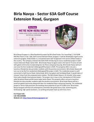 Birla Navya - Sector 63A Golf Course Extension Road, Gurgaon