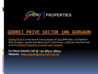 Godrej Prive Sector 106 Gurgaon| Luxury Apts at  Dwarka Expressway