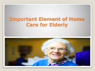 Important Elements of Home Care for the Elderly