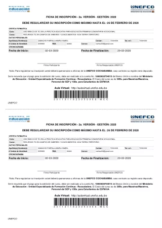 ficha de inscripci n 2a versi n gesti n 2020