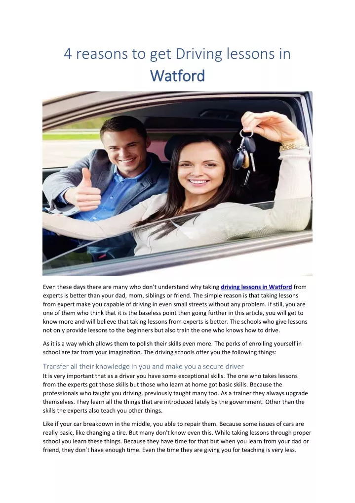 4 reasons to get driving lessons in watford