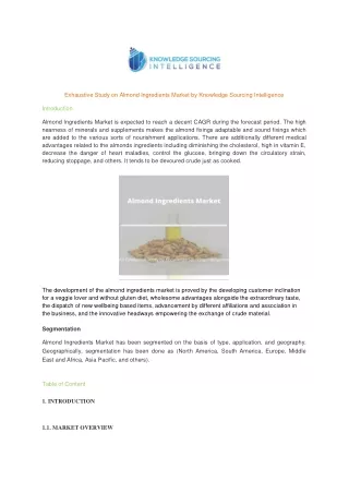 Comprehensive Report on Almond Ingredients Market