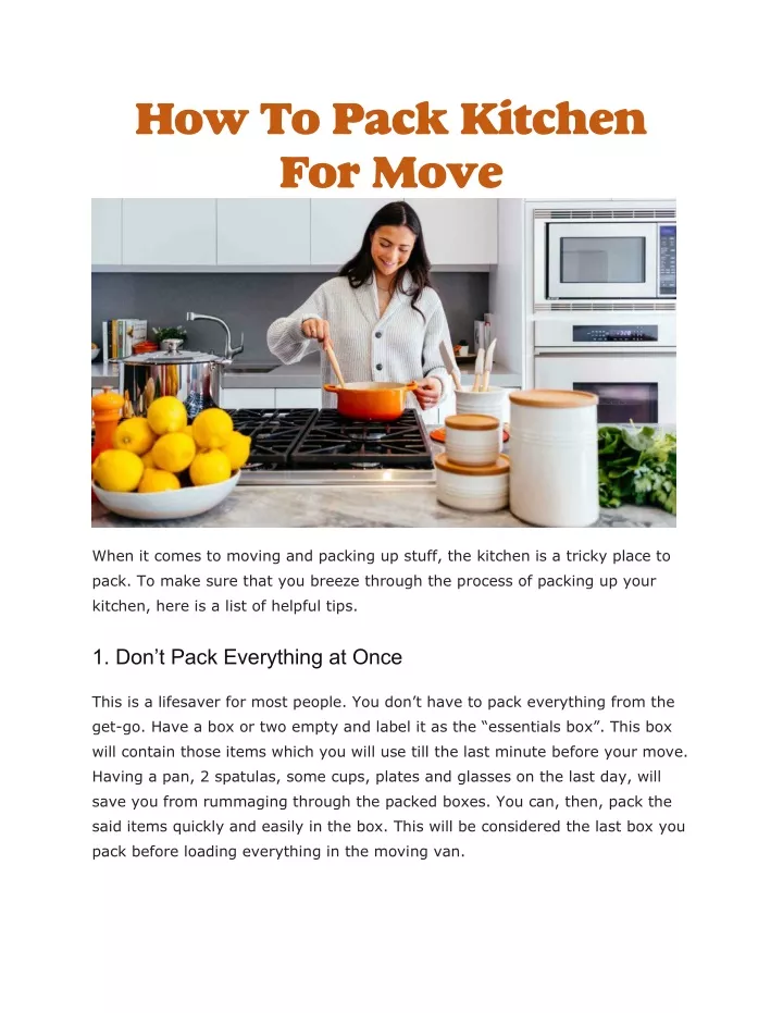 how to pack kitchen for move