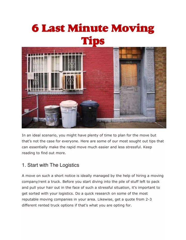 6 last minute moving tips