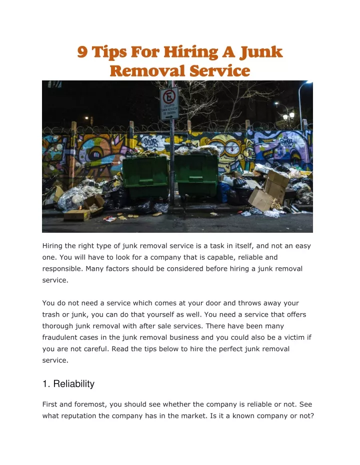 9 tips for hiring a junk removal service