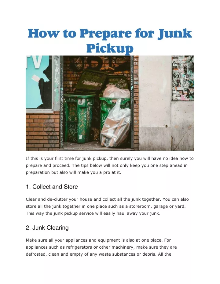 how to prepare for junk pickup