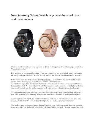 New Samsung Galaxy Watch to get stainless steel case and three colours