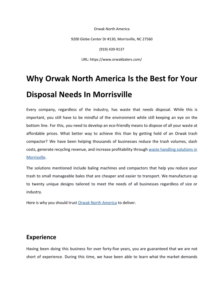 orwak north america