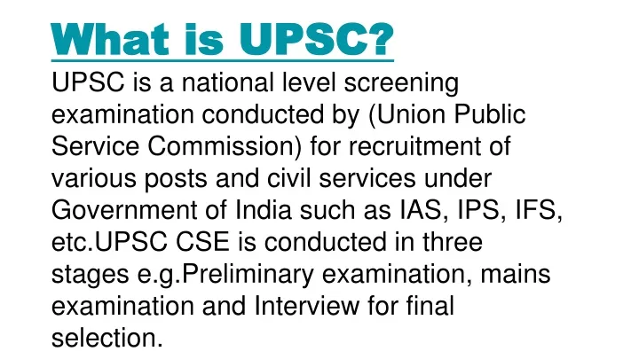 what is upsc upsc is a national level screening