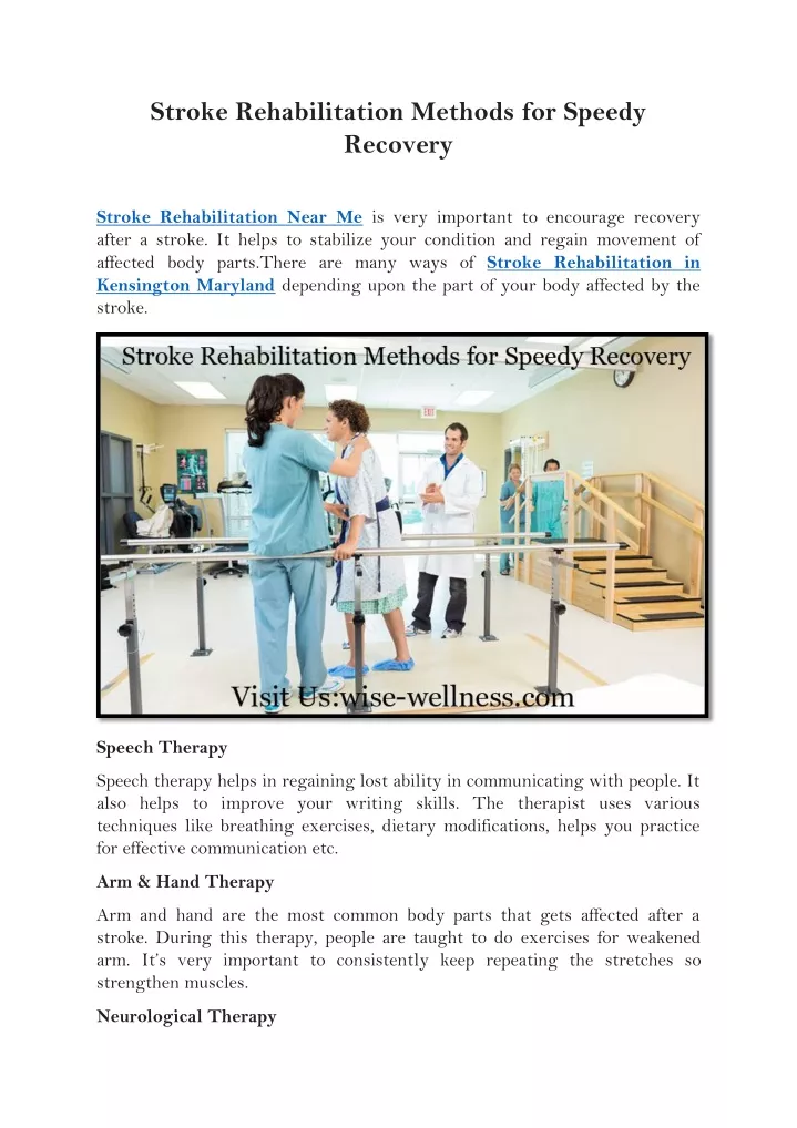 stroke rehabilitation methods for speedy recovery