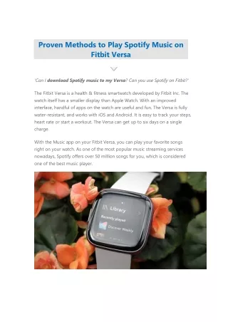 How to Listen to Spotify songs on Fitbit Versa