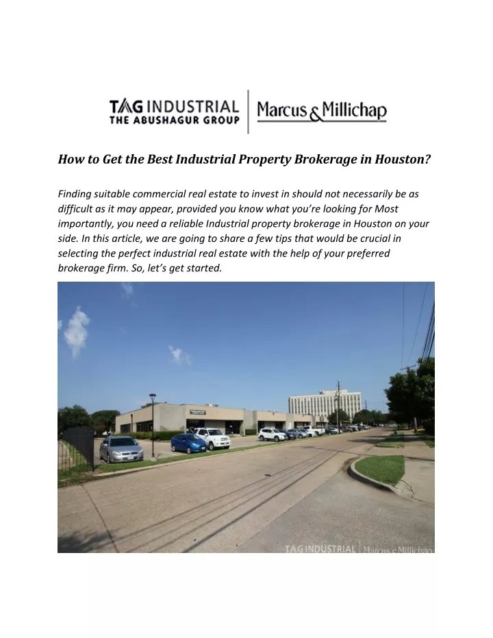 how to get the best industrial property brokerage