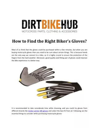 How to Find the Right Biker’s Gloves?