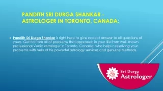 Vedic Astrologer in Toronto, Canada - Sri Durga Astrologer: