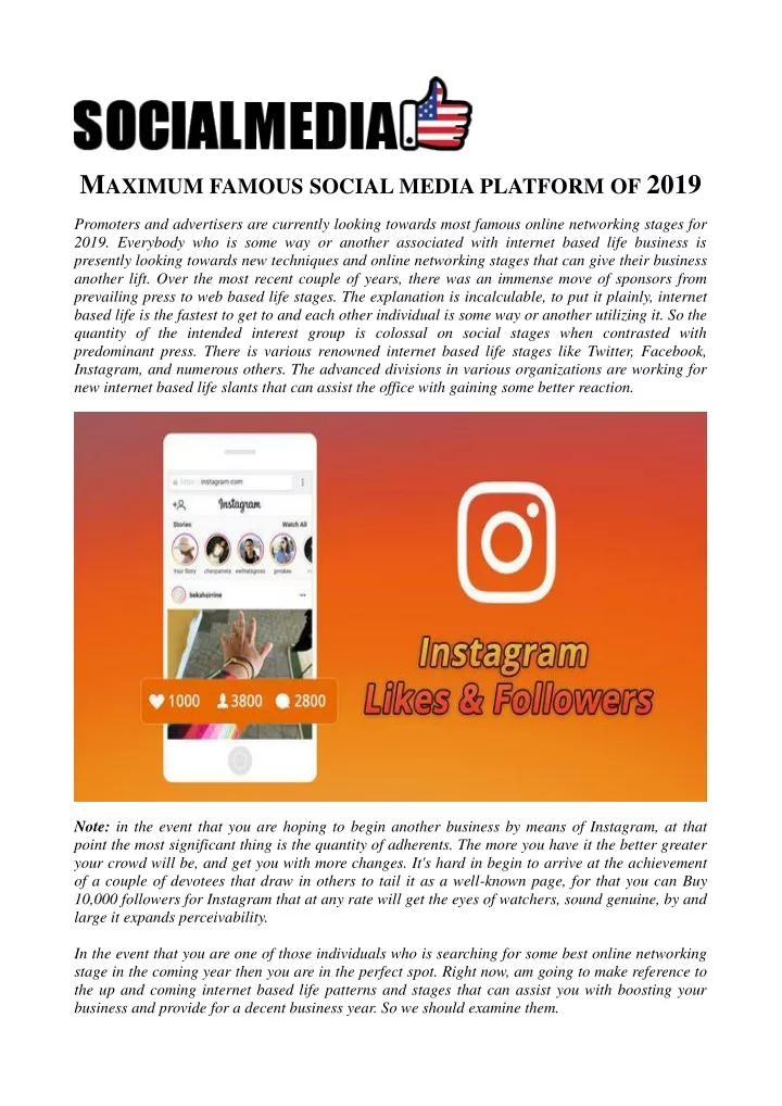 m aximum famous social media platform of 2019