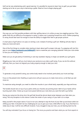 What Y&#111;u Should Do T&#111; Start Golfing &#66;etter