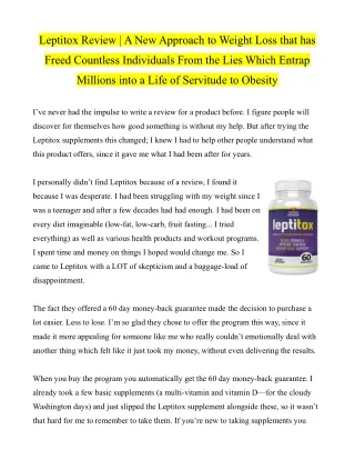 Leptitox Review | Lose Weight and Leave the Myths Behind
