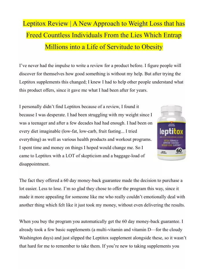 leptitox review a new approach to weight loss