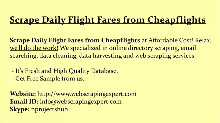 scrape daily flight fares from cheapflights