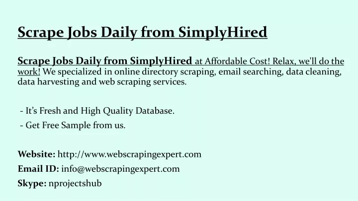 scrape jobs daily from simplyhired