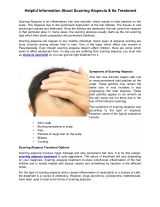 Helpful Information About Scarring Alopecia & Its Treatment