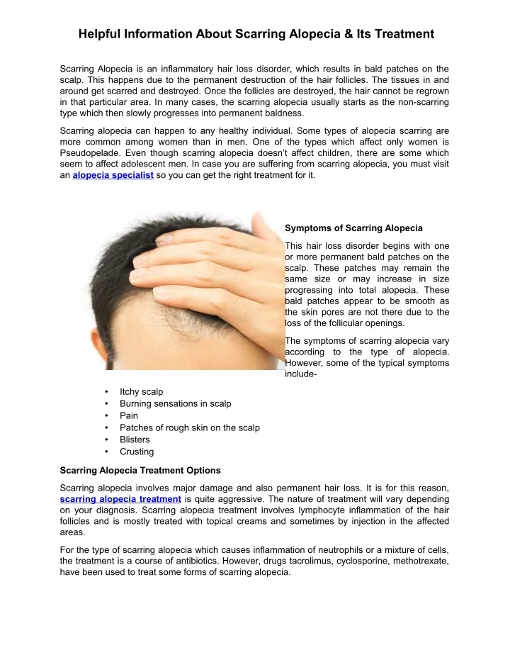 helpful information about scarring alopecia