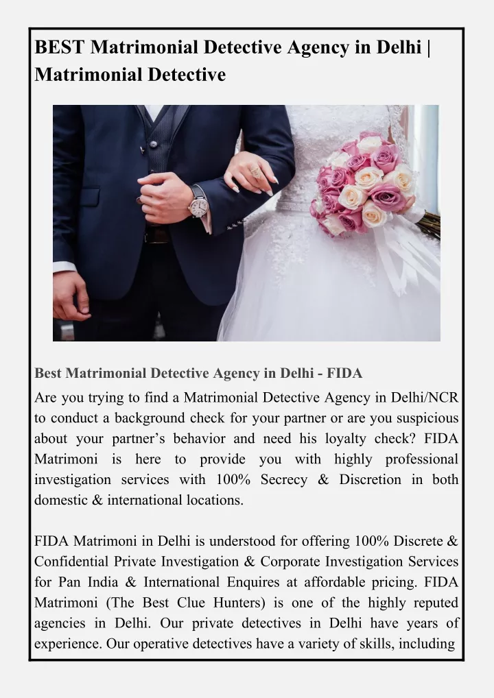 best matrimonial detective agency in delhi