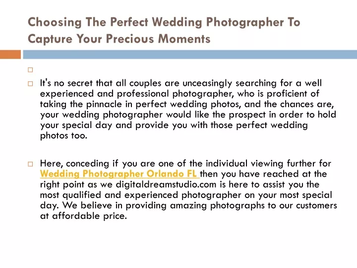 choosing the perfect wedding photographer to capture your precious moments