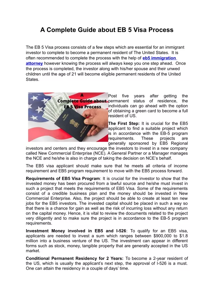 a complete guide about eb 5 visa process